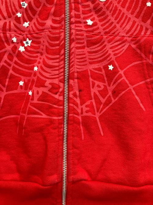 SP5DER（スパイダー）SP5DER (スパイダー) ATLANTA ZIP UP HOODIE ジップパーカー レッド サイズ:Mの古着・服飾アイテム