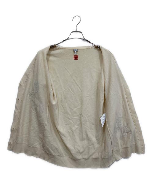 LOEWE（ロエベ）LOEWE (ロエベ) ウール刺繍ニットカーディガン ベージュ サイズ:Sの古着・服飾アイテム