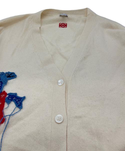 LOEWE（ロエベ）LOEWE (ロエベ) ウール刺繍ニットカーディガン ベージュ サイズ:Sの古着・服飾アイテム