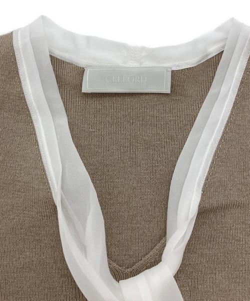 CELFORD（セルフォード）CELFORD (セルフォード) シルクブレンドボウタイニットプルオーバー ベージュ サイズ:Freeの古着・服飾アイテム