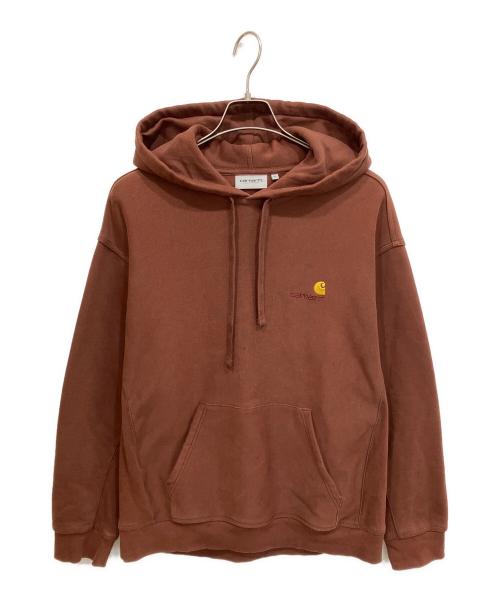 Carhartt WIP（カーハート ワーク イン プログレス）Carhartt WIP (カーハート ワーク イン プログレス) HOODED AMERICAN SCRIPT SWEAT ブラウン サイズ:XLの古着・服飾アイテム