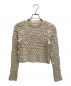 MAISON SPECIALメゾンスペシャル）の古着「Shirring Velor Ribbon Blouse」｜ベージュ