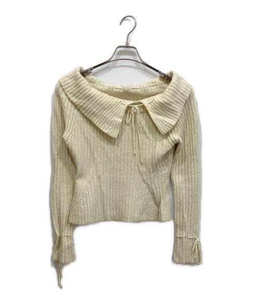YILON（イロン）yilon (イロン) Off-shoulder ribbon knit アイボリー サイズ:Freeの古着・服飾アイテム