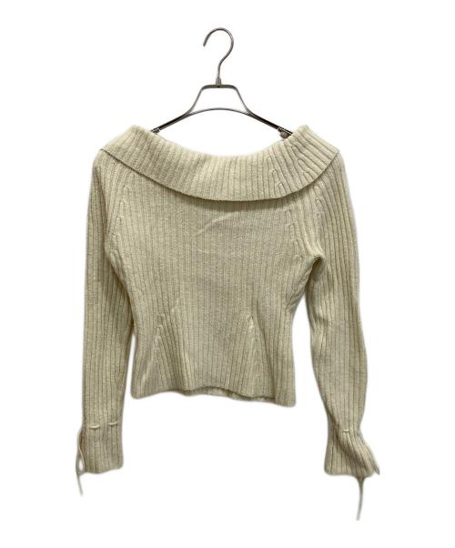YILON（イロン）yilon (イロン) Off-shoulder ribbon knit アイボリー サイズ:Freeの古着・服飾アイテム
