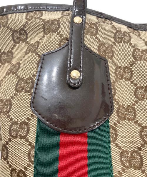 GUCCI（グッチ）GUCCI (グッチ) シェリーライン GGキャンバス トートバッグ ブラウンの古着・服飾アイテム