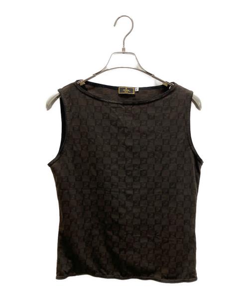 FENDI（フェンディ）FENDI (フェンディ) ズッカ柄ノースリーブカットソー ブラウン サイズ:46の古着・服飾アイテム