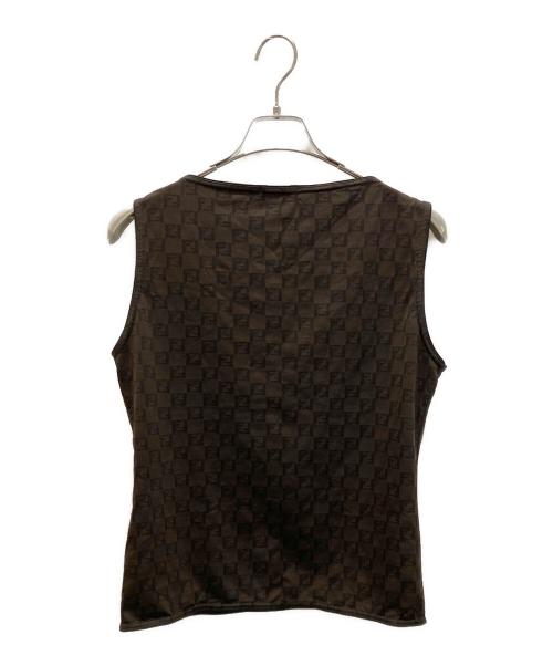 FENDI（フェンディ）FENDI (フェンディ) ズッカ柄ノースリーブカットソー ブラウン サイズ:46の古着・服飾アイテム
