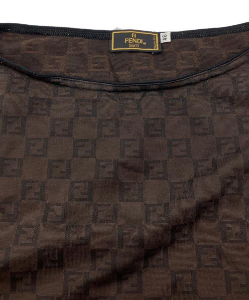 FENDI（フェンディ）FENDI (フェンディ) ズッカ柄ノースリーブカットソー ブラウン サイズ:46の古着・服飾アイテム