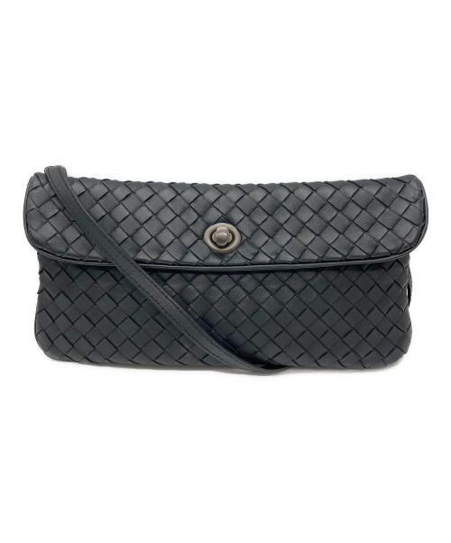 BOTTEGA VENETA（ボッテガベネタ）BOTTEGA VENETA (ボッテガベネタ) イントレチャート レザーショルダーバッグ ブラックの古着・服飾アイテム