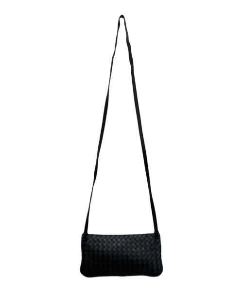 BOTTEGA VENETA（ボッテガベネタ）BOTTEGA VENETA (ボッテガベネタ) イントレチャート レザーショルダーバッグ ブラックの古着・服飾アイテム