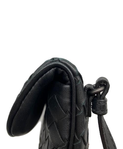 BOTTEGA VENETA（ボッテガベネタ）BOTTEGA VENETA (ボッテガベネタ) イントレチャート レザーショルダーバッグ ブラックの古着・服飾アイテム