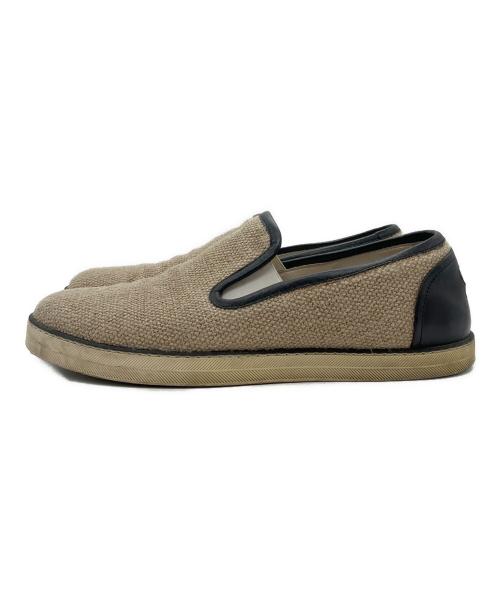 BOTTEGA VENETA（ボッテガベネタ）BOTTEGA VENETA (ボッテガベネタ) ジュートスリッポン ベージュ×ブラック サイズ:42の古着・服飾アイテム