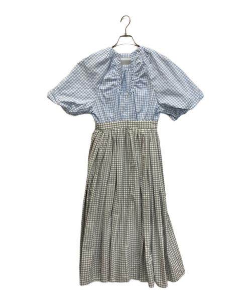 J.N.Hearts（ジェイエヌハーツ）J.N.Hearts (ジェイエヌハーツ) check mix dress  ワンピース ブルー×グレー サイズ:36の古着・服飾アイテム