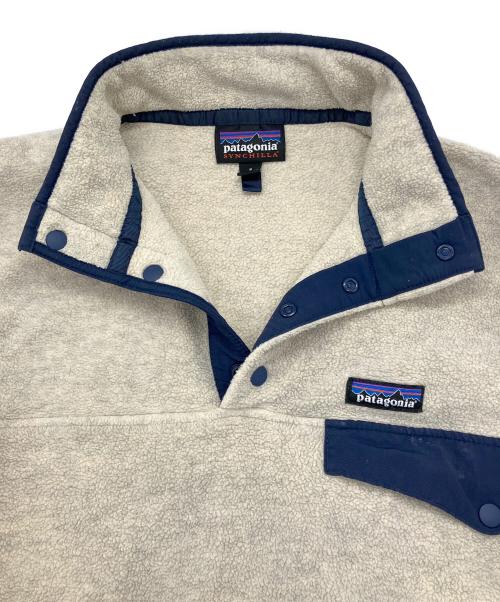 Patagonia（パタゴニア）Patagonia (パタゴニア) ライトウェイト・シンチラ・スナップT・プルオーバー ベージュ×ネイビー サイズ:Sの古着・服飾アイテム