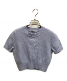 T by ALEXANDER WANG（ティーバイアレキサンダーワン）の古着「ロゴエンボス クロップドニット」｜スカイブルー