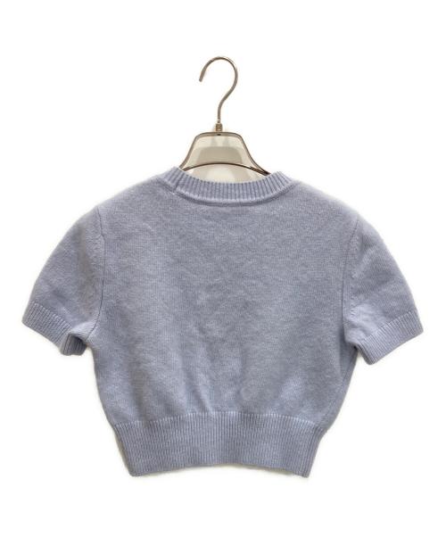 T by ALEXANDER WANG（ティーバイアレキサンダーワン）T by ALEXANDER WANG (ティーバイアレキサンダーワン) ロゴエンボス クロップドニット スカイブルー サイズ:Sの古着・服飾アイテム