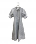 HER LIP TOハーリップトゥ）の古着「Volume Sleeve Stripe Dress」｜スカイブルー×ホワイト