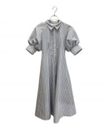 HER LIP TO（ハーリップトゥ）の古着「Volume Sleeve Stripe Dress」｜スカイブルー×ホワイト