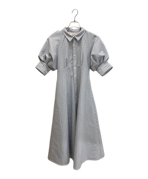 HER LIP TO（ハーリップトゥ）HER LIP TO (ハーリップトゥ) Volume Sleeve Stripe Dress スカイブルー×ホワイト サイズ:Sの古着・服飾アイテム