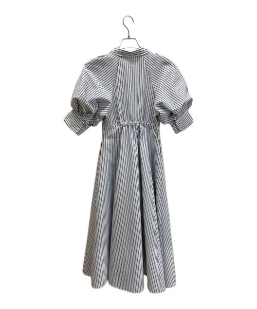 HER LIP TO（ハーリップトゥ）HER LIP TO (ハーリップトゥ) Volume Sleeve Stripe Dress スカイブルー×ホワイト サイズ:Sの古着・服飾アイテム