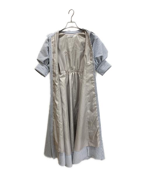 HER LIP TO（ハーリップトゥ）HER LIP TO (ハーリップトゥ) Volume Sleeve Stripe Dress スカイブルー×ホワイト サイズ:Sの古着・服飾アイテム