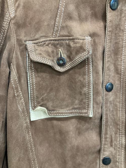 DOLCE & GABBANA（ドルチェ＆ガッバーナ）DOLCE & GABBANA (ドルチェ＆ガッバーナ) スエードラムレザー切替ジャケット ブラウン×アイボリー サイズ:52の古着・服飾アイテム