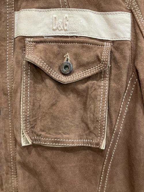 DOLCE & GABBANA（ドルチェ＆ガッバーナ）DOLCE & GABBANA (ドルチェ＆ガッバーナ) スエードラムレザー切替ジャケット ブラウン×アイボリー サイズ:52の古着・服飾アイテム