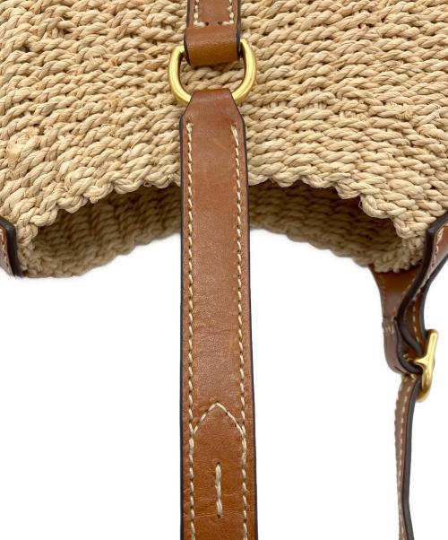 POLO RALPH LAUREN（ポロ・ラルフローレン）POLO RALPH LAUREN (ポロ・ラルフローレン) POLO ID ラフィア スモール ショルダーバッグ ベージュ×ブラウンの古着・服飾アイテム