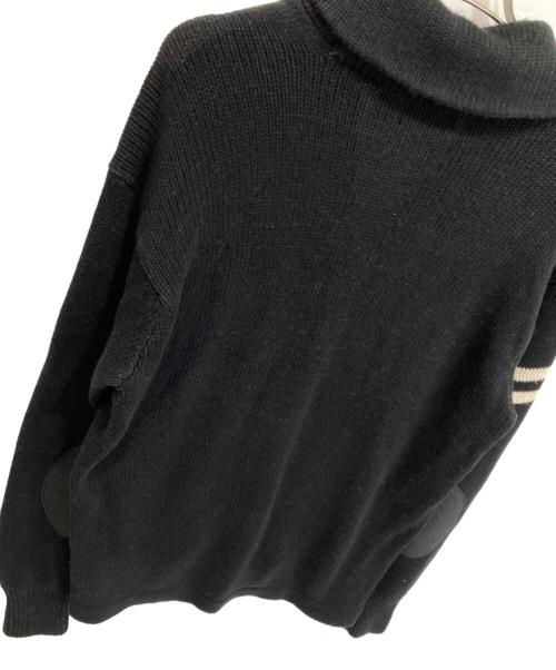POLO RALPH LAUREN（ポロ・ラルフローレン）POLO RALPH LAUREN (ポロ・ラルフローレン) エルボーパッチ レタード ニットカーディガン ブラック サイズ:Lの古着・服飾アイテム
