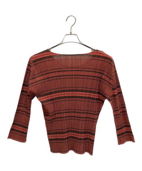 PLEATS PLEASE（プリーツプリーズ）PLEATS PLEASE (プリーツプリーズ) 総柄プリーツカットソー レッド サイズ:3の古着・服飾アイテム