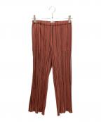 PLEATS PLEASEプリーツプリーズ）の古着「総柄プリーツパンツ」｜レッド