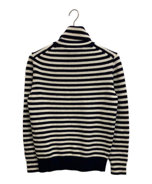 MONCLER（モンクレール）MONCLER (モンクレール) タートルネック ボーダーニット ホワイト×ネイビー サイズ:Mの古着・服飾アイテム