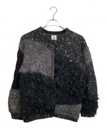 Ameri（アメリ）の古着「UND MIX YARN PATCHWORK KNIT CARDIGAN」｜ブラック