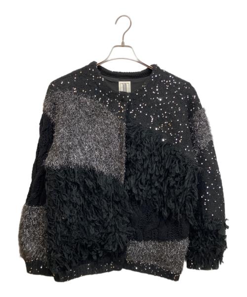 Ameri（アメリ）AMERI (アメリ) UND MIX YARN PATCHWORK KNIT CARDIGAN ブラック サイズ:freeの古着・服飾アイテム