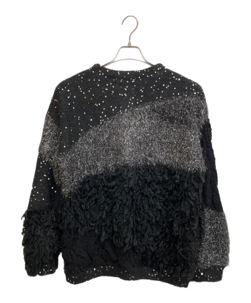 Ameri（アメリ）AMERI (アメリ) UND MIX YARN PATCHWORK KNIT CARDIGAN ブラック サイズ:freeの古着・服飾アイテム