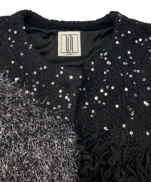 Ameri（アメリ）AMERI (アメリ) UND MIX YARN PATCHWORK KNIT CARDIGAN ブラック サイズ:freeの古着・服飾アイテム