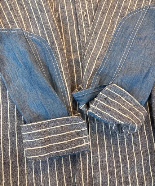 JUNYA WATANABE COMME des GARCONS（(ジュンヤワタナベ コムデギャルソン）JUNYA WATANABE COMME des GARCONS ((ジュンヤワタナベ コムデギャルソン) 00s ストライプ×シャンブレー 切替シャツ ホワイト×ブルー サイズ:XLの古着・服飾アイテム