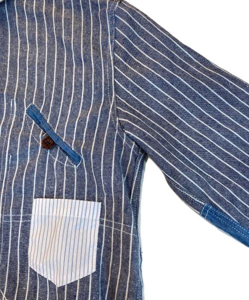 JUNYA WATANABE COMME des GARCONS（(ジュンヤワタナベ コムデギャルソン）JUNYA WATANABE COMME des GARCONS ((ジュンヤワタナベ コムデギャルソン) 00s ストライプ×シャンブレー 切替シャツ ホワイト×ブルー サイズ:XLの古着・服飾アイテム