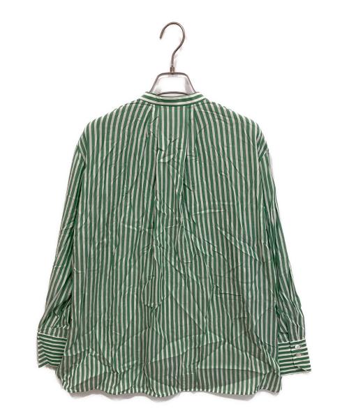 icB（アイシービー）icB (アイシービー) キュプラローンストライプ シャツ グリーン サイズ:2の古着・服飾アイテム