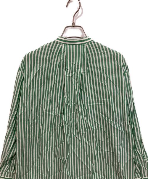 icB（アイシービー）icB (アイシービー) キュプラローンストライプ シャツ グリーン サイズ:2の古着・服飾アイテム
