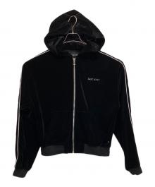 LAST NEST（ラストネスト）の古着「Velvet Track Hoodie  ベロアジップパーカー」｜ブラック