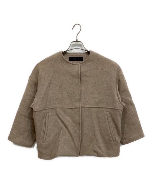 JOURNAL STANDARD（ジャーナルスタンダード）JOURNAL STANDARD (ジャーナルスタンダード) スーパー140ビーバーノーカラーショートコート ブラウン サイズ:34の古着・服飾アイテム