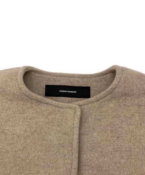JOURNAL STANDARD（ジャーナルスタンダード）JOURNAL STANDARD (ジャーナルスタンダード) スーパー140ビーバーノーカラーショートコート ブラウン サイズ:34の古着・服飾アイテム