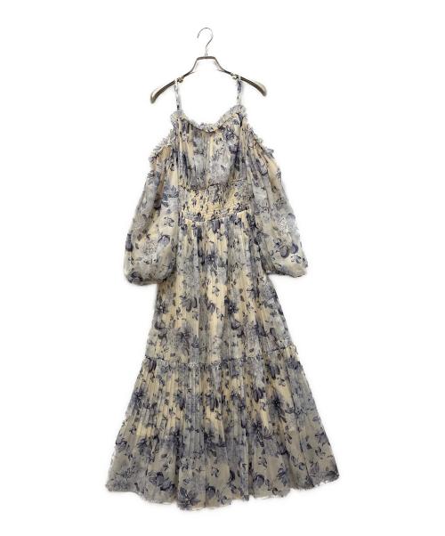 Snidel（スナイデル）Snidel (スナイデル) NYBG ギャザープリーツワンピース アイボリー×ブルー サイズ:Mの古着・服飾アイテム