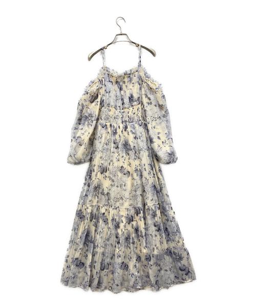 Snidel（スナイデル）Snidel (スナイデル) NYBG ギャザープリーツワンピース アイボリー×ブルー サイズ:Mの古着・服飾アイテム