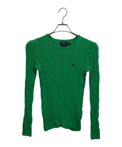 POLO RALPH LAUREN（ポロ・ラルフローレン）POLO RALPH LAUREN (ポロ・ラルフローレン) コットン ケーブルニット グリーン サイズ:XSの古着・服飾アイテム
