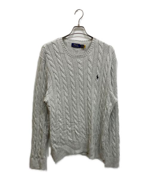 POLO RALPH LAUREN（ポロ・ラルフローレン）POLO RALPH LAUREN (ポロ・ラルフローレン) コットン ケーブルニット グレー サイズ:XLの古着・服飾アイテム