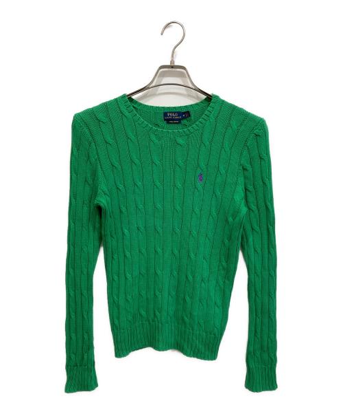 POLO RALPH LAUREN（ポロ・ラルフローレン）POLO RALPH LAUREN (ポロ・ラルフローレン) コットン ケーブルニット グリーン サイズ:Mの古着・服飾アイテム