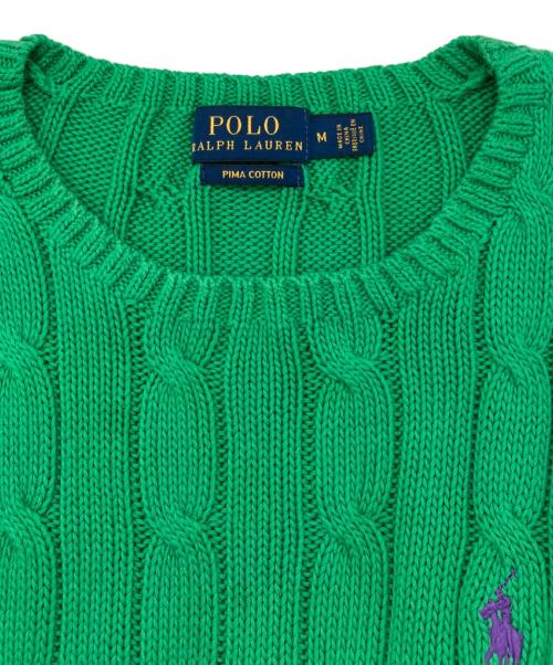 POLO RALPH LAUREN（ポロ・ラルフローレン）POLO RALPH LAUREN (ポロ・ラルフローレン) コットン ケーブルニット グリーン サイズ:Mの古着・服飾アイテム