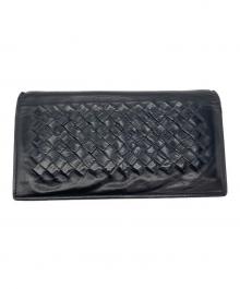 BOTTEGA VENETA（ボッテガベネタ）の古着「イントレチャート長財布」｜ブラック